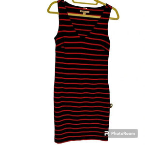 Banana Republic Red and Blue Stripe V-Neck Tank Zippered Dress Size 2